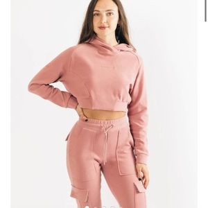 Alphalete identity pro crop hoodie in cranberry ice